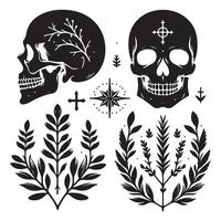 Skull head silhouettes in various forms vector
