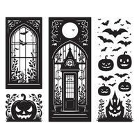 Halloween silhouette collection positioned on a plain white backdrop vector