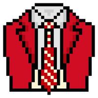 Suit and tie in pixel art style vector