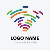 simple minimalist modern colorful signal wave logo ideas vector