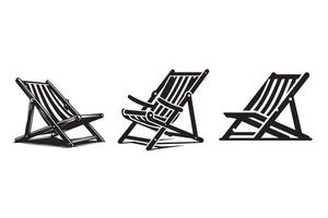 Deck chair Silhouette Illustration Design vector
