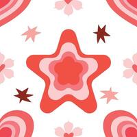 A star and hearts pattern with pink and brown colors vector