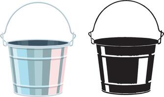 Empty Metal Bucket with Handle vector