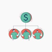 Dollar Coin Connected to Three People in Circles vector