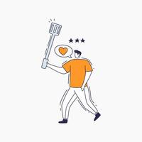 Man Holding a Spatula with a Heart in a Speech Bubble vector