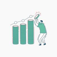 Man Celebrating Business Growth with Rising Bar Chart vector