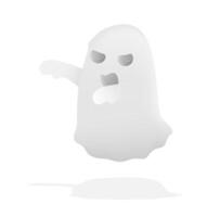 Frightening three dimensional ominous ghost that scares people with otherworldly sounds and eerie screams. Realistic 3d isolated on white background vector
