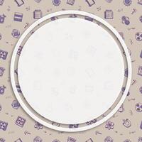 Circle frame, background on seamless pattern with doodle linear icons. Magnet, radiation, energy, kinetic, solar, battery. Media network posting back vector