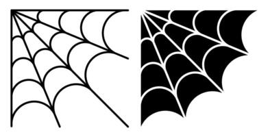 Linear icon. Spider corner web in corner of room. Design element for Halloween. Simple black and white isolated on white background vector