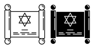 Linear icon. Jewish Torah scroll holy scripture. Simple black and white isolated on white background vector