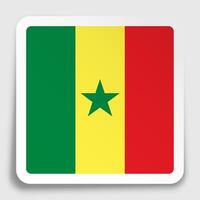 republic of Senegal flag icon on paper square sticker with shadow. Button for mobile application or web. vector