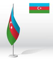 AZERBAIJAN flag on flagpole for registration of solemn event, meeting foreign guests. National independence day of AZERBAIJAN. Realistic 3D on white vector