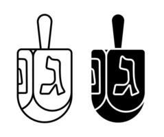 Linear icon. Hanukkah Jewish dreidel toy with letters of the alphabet for prediction. Simple black and white isolated on white background vector