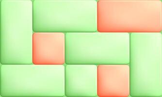 Mosaic green red plastic blocks with folded into a regular structure is made of large block. Copy space for design of web pages and interface. 3D background vector