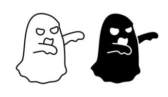 Linear icon. Halloween sinister ghost stretches her hands forward and scares with otherworldly sounds and eerie screams. Simple black and white isolated on white background vector