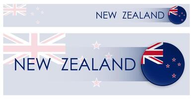 New Zealand flag horizontal web banner in modern neomorphism style. Webpage New Zealand country header button for mobile application or internet site. vector