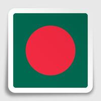 republic of Bangladesh flag icon on paper square sticker with shadow. Button for mobile application or web. vector