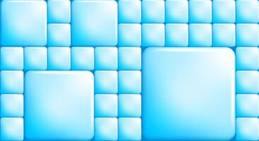 Rectangular blue colored icy tile block buttons with rounded corners. Cold volumetric material copy space for design of web pages and interface. 3D background vector
