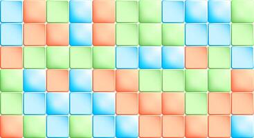 Mosaic children puzzle pattern with multi colored tiles in form of square cubes. Random bright copy space for design of web pages and interface. 3D background vector