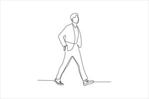 A minimalist line drawing of a person walking, showcasing movement and simplicity. vector