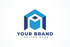 Abstract Blue Hexagon box cube Logo Design Element vector