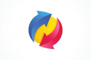 rotate colored arrow logo design template vector
