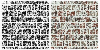 Seamless grunge brick stone wall pattern with cracked destroyed old stones. Geometric background for fabric, textile. Crashed, destroyed texture vector