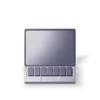3D cartoon laptop computer isolated. Render notebook LCD display mock up with blank screen. vector