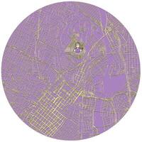 Los Angeles accurate street art map,city center in circle shape, image vector