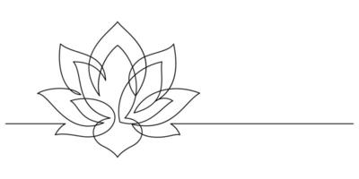 lotus blooming minimalist art one line continuous vector