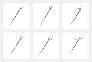 Needle and thread silhouette icon set vector