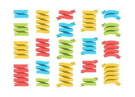 Ribbon template banner collection illustration. Colorful big set of different shapes ribbons and labels with empty spaces for message, isolated on white background for premium offer advertising vector