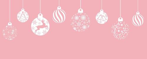 Abstract Pink Flat Background Illustration With Christmas Balls And Text Space. vector
