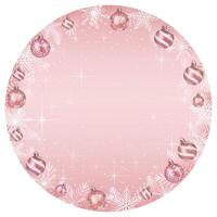 Abstract Round Frame Illustration With Christmas Balls And Luminous Pink Background Isolated On A White Background. vector