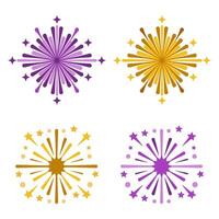 Colorful Fireworks Burst Set for Celebrations and Festivals vector