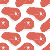 seamless steak pattern. meat background. Doodle illustration with meat products icons vector