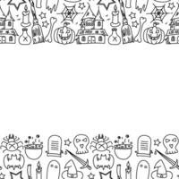 Halloween background with place for text. Cartoon Halloween frame vector