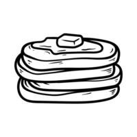 stack of pancakes drawing coloring line art style sketch classic vintage design illustration vector