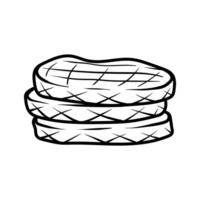 stack of burger patty isolated drawing coloring line art style sketch classic vintage design illustration vector