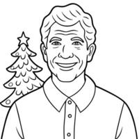 Portrait of smiling senior man standing in front of christmas tree vector