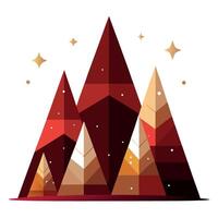 Geometrical triangular Christmas trees with glitter in a brown reddish night vector