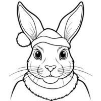 Portrait of a rabbit in Santa hat. Christmas background. vector