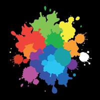 Multicolored watercolor splashes on the background. on black background. vector