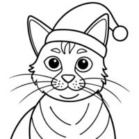 Christmas cat with santa claus hat illustration generated by ia. Artificial Intelligence vector