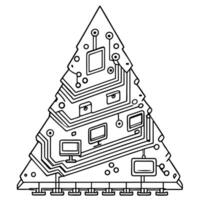 Christmas Tree of Electronic Computer Board Photorealistic Illustration. 3d Illustration. Copy Space vector