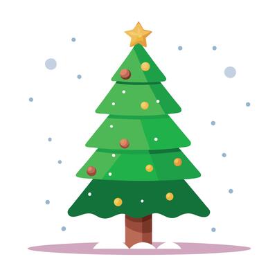 Merry christmas and new year background. Classic green tree decorated.