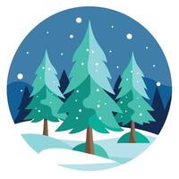 Winter forest with snow and trees illustration vector