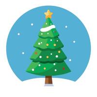 Christmas tree with illumination and snow blurred background vector