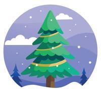 Image generated with AI. Christmas fir tree in snowy winter landscape vector