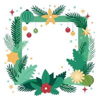 Festive Alpha Bokeh Border. Verdant Christmas Frame Featuring Fir Branches and Forest Decorations vector